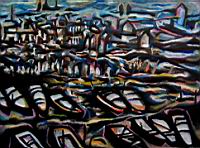 Dockyard on Vltava River - Helsingoer  December 2001  Oil Pastel  Paper 55 5 x 75 5 cm.jpg
