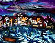 The Frightful and Magnificent Stormy Coast of Sutivan - Pecs November 2002 Oil Pastel Ink Paper.jpg