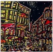 Evening Milling Crowd in Prague with an Abandoned Girl in the Centre - Helsingoer October 2001 Oil Pastel Paper.jpg